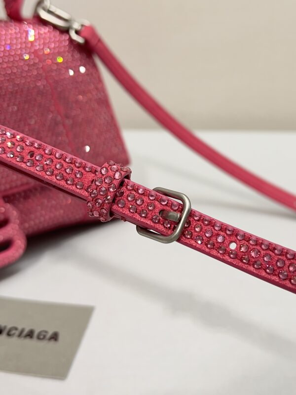 Furry Hourglass Small Handbag With Rhinestones In Grey/Pink/Yellow/Black For Women