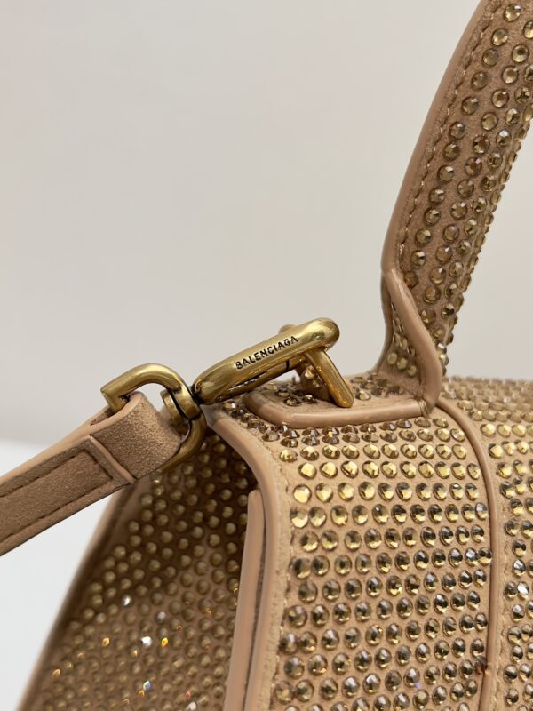 Furry Hourglass Small Handbag With Rhinestones In Grey/Pink/Yellow/Black For Women