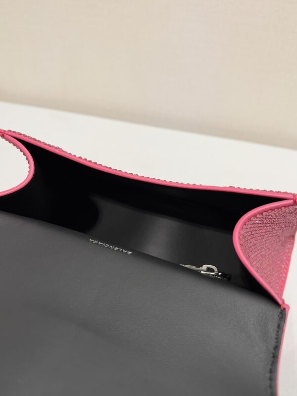 Furry Hourglass Small Handbag With Rhinestones In Grey/Pink/Yellow/Black For Women