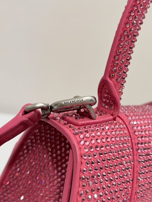 Furry Hourglass Small Handbag With Rhinestones In Grey/Pink/Yellow/Black For Women