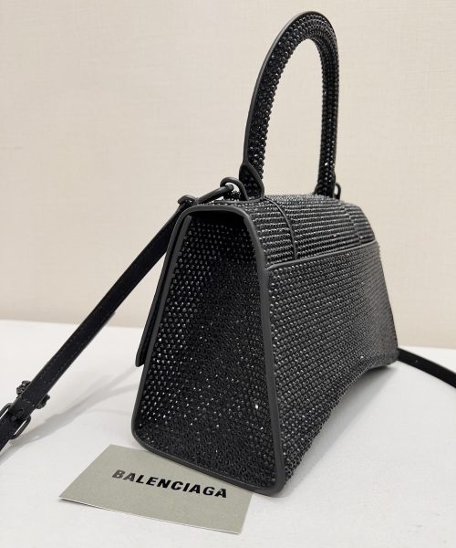 Furry Hourglass Small Handbag With Rhinestones In Grey/Pink/Yellow/Black For Women