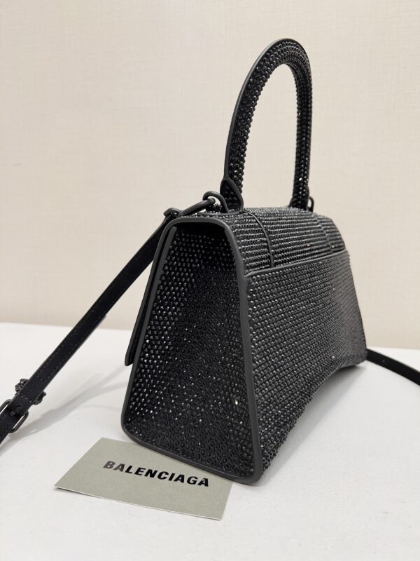 Furry Hourglass Small Handbag With Rhinestones In Grey/Pink/Yellow/Black For Women