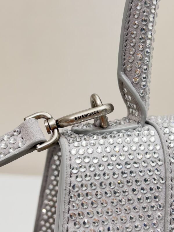 Furry Hourglass Small Handbag With Rhinestones In Grey/Pink/Yellow/Black For Women