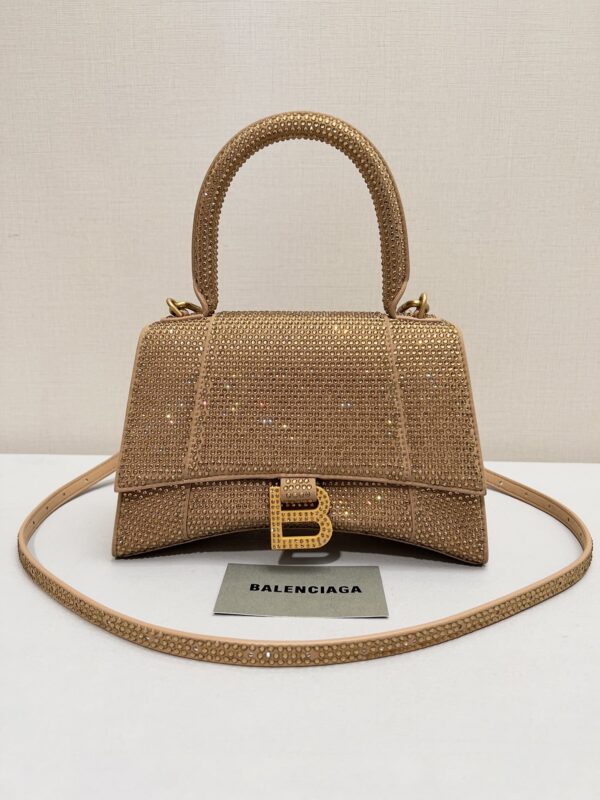 Furry Hourglass Small Handbag With Rhinestones In Grey/Pink/Yellow/Black For Women