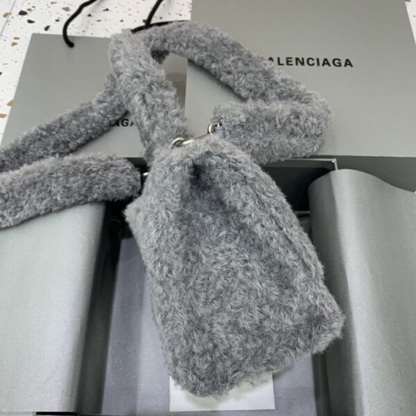 Furry Hourglass Small Handbag With Strap In Pink/Grey For Women 9.4in/24cm