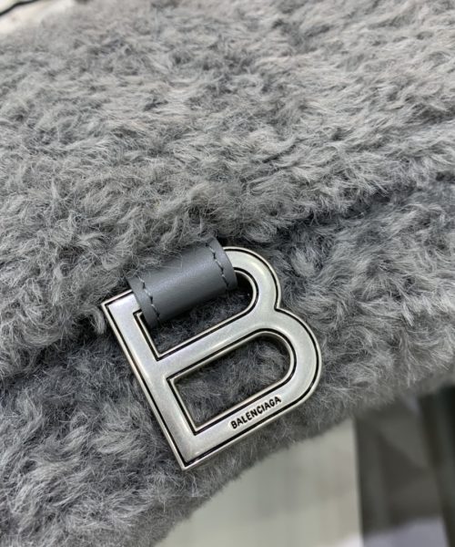 Furry Hourglass Small Handbag With Strap In Pink/Grey For Women 9.4in/24cm