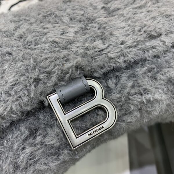 Furry Hourglass Small Handbag With Strap In Pink/Grey For Women 9.4in/24cm