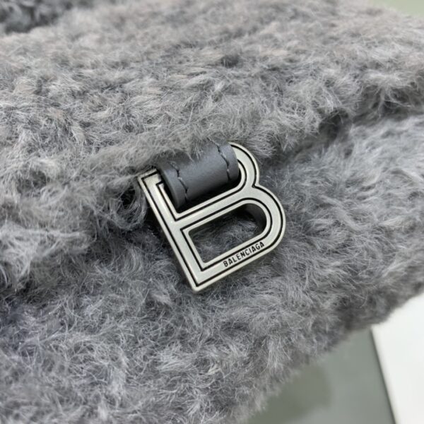 Furry Hourglass XS Handbag With Chain In Pink/Grey For Women 5.5in/14cm