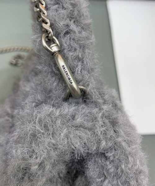 Furry Hourglass XS Handbag With Chain In Pink/Grey For Women 5.5in/14cm