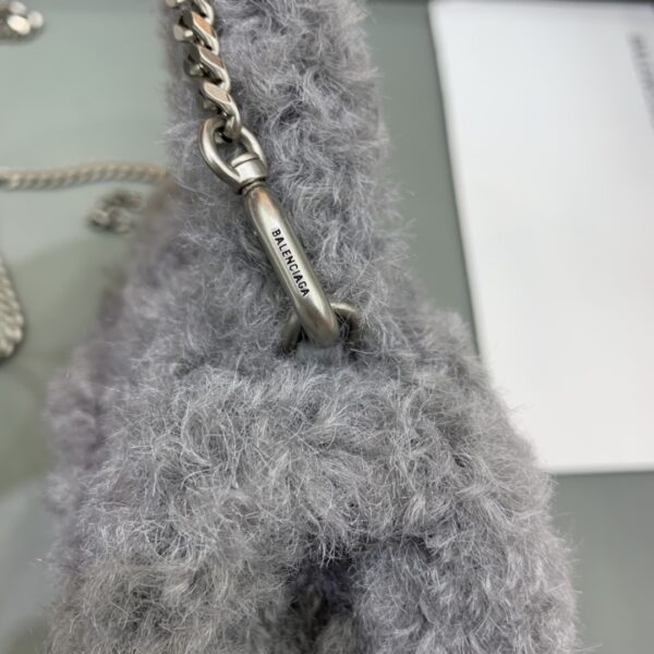 Furry Hourglass XS Handbag With Chain In Pink/Grey For Women 5.5in/14cm