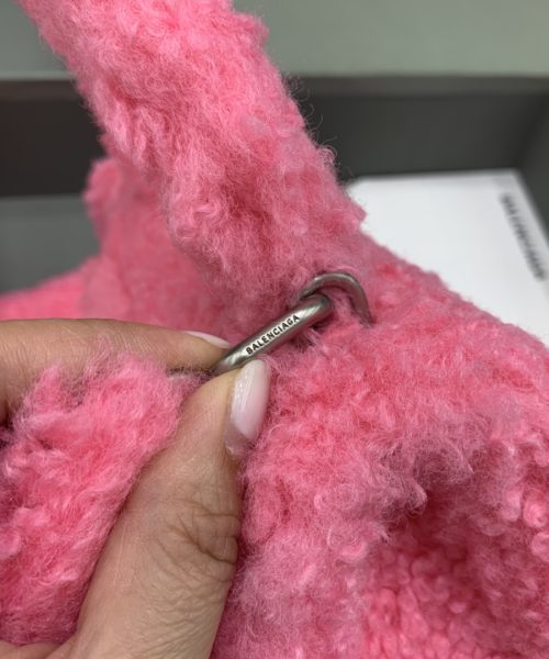 Furry Hourglass XS Handbag With Strap In Pink/Grey For Women 7.4in/19cm