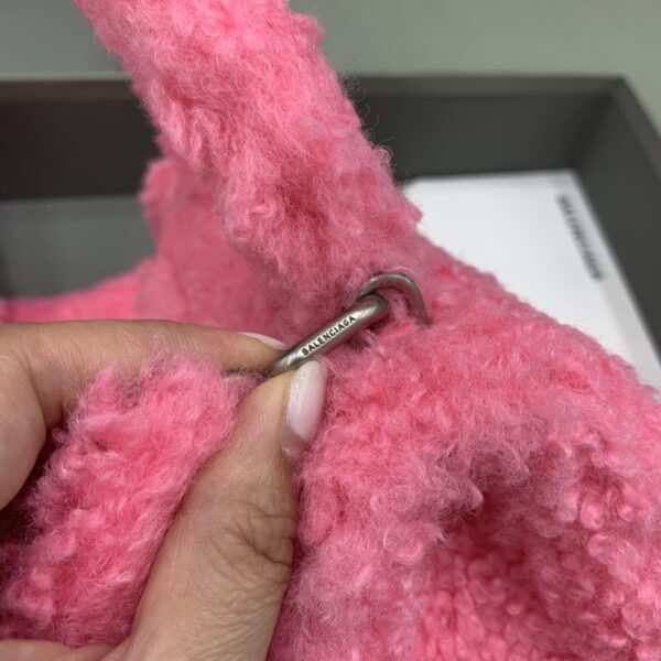 Furry Hourglass XS Handbag With Strap In Pink/Grey For Women 7.4in/19cm