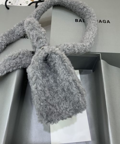 Furry Hourglass XS Handbag With Strap In Pink/Grey For Women 7.4in/19cm