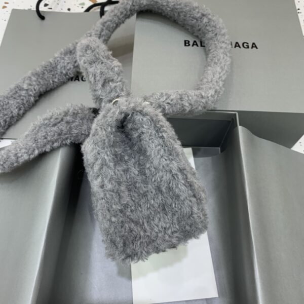 Furry Hourglass XS Handbag With Strap In Pink/Grey For Women 7.4in/19cm