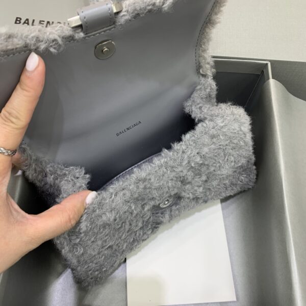 Furry Hourglass XS Handbag With Strap In Pink/Grey For Women 7.4in/19cm