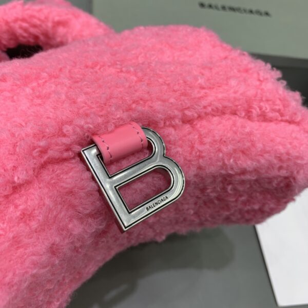 Furry Hourglass XS Handbag With Strap In Pink/Grey For Women 7.4in/19cm