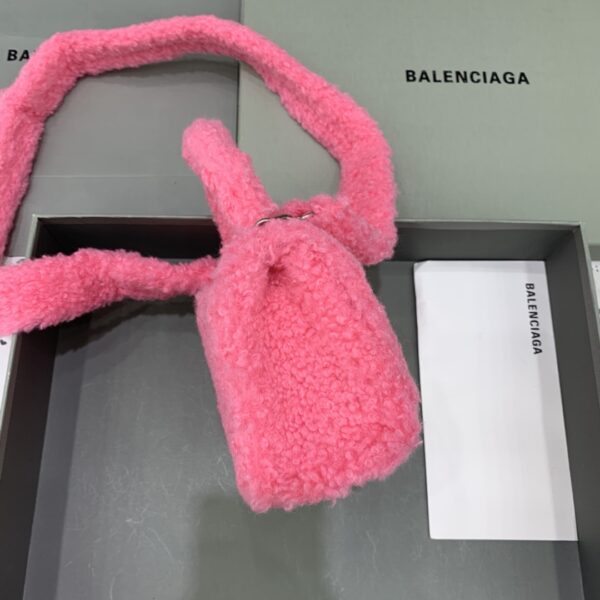 Furry Hourglass XS Handbag With Strap In Pink/Grey For Women 7.4in/19cm