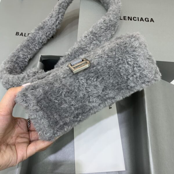 Furry Hourglass XS Handbag With Strap In Pink/Grey For Women 7.4in/19cm