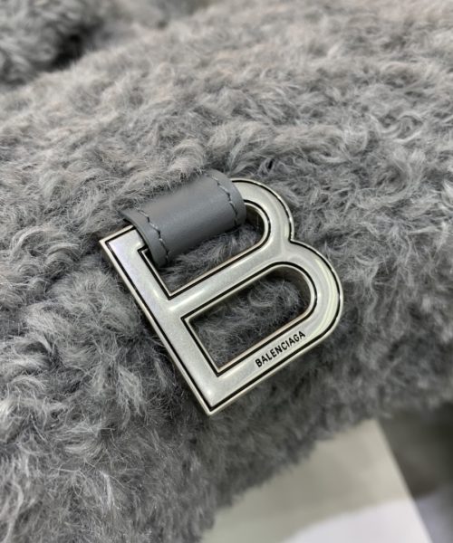 Furry Hourglass XS Handbag With Strap In Pink/Grey For Women 7.4in/19cm
