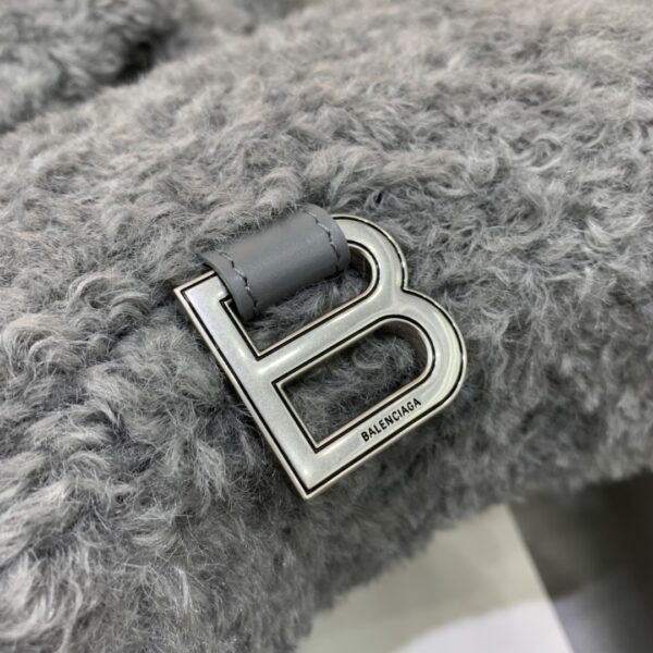 Furry Hourglass XS Handbag With Strap In Pink/Grey For Women 7.4in/19cm