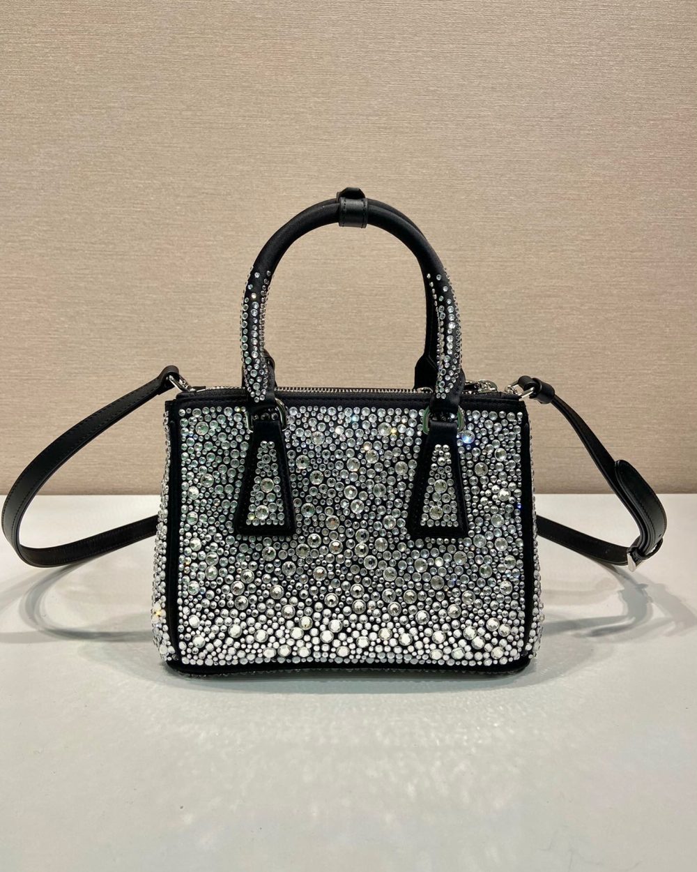 Galleria Satin Mini-Bag With Crystals In Black For Women 7.8 in/ 20 cm 1BA906_2AWL_F063R_V_EOY
