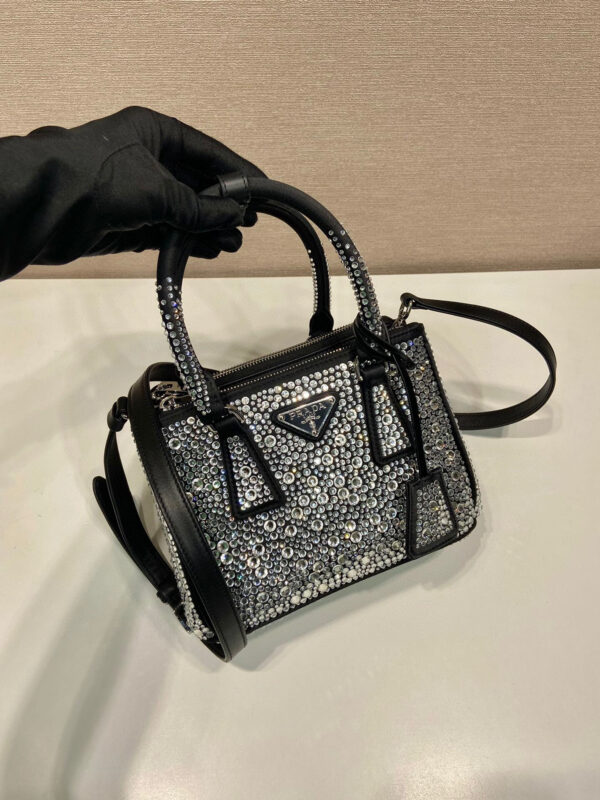 Galleria Satin Mini-Bag With Crystals In Black For Women 7.8 in/ 20 cm 1BA906_2AWL_F063R_V_EOY