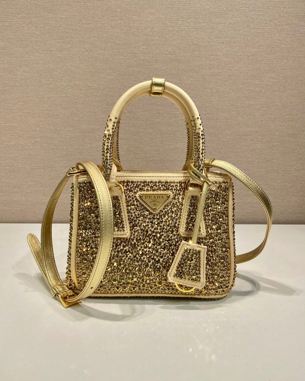 Galleria Satin Mini-Bag With Crystals In Black For Women 7.8 in/ 20 cm 1BA906_2AWL_F063R_V_EOY