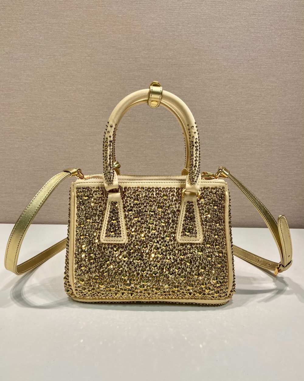 Galleria Satin Mini-Bag With Crystals In Black For Women 7.8 in/ 20 cm 1BA906_2AWL_F063R_V_EOY