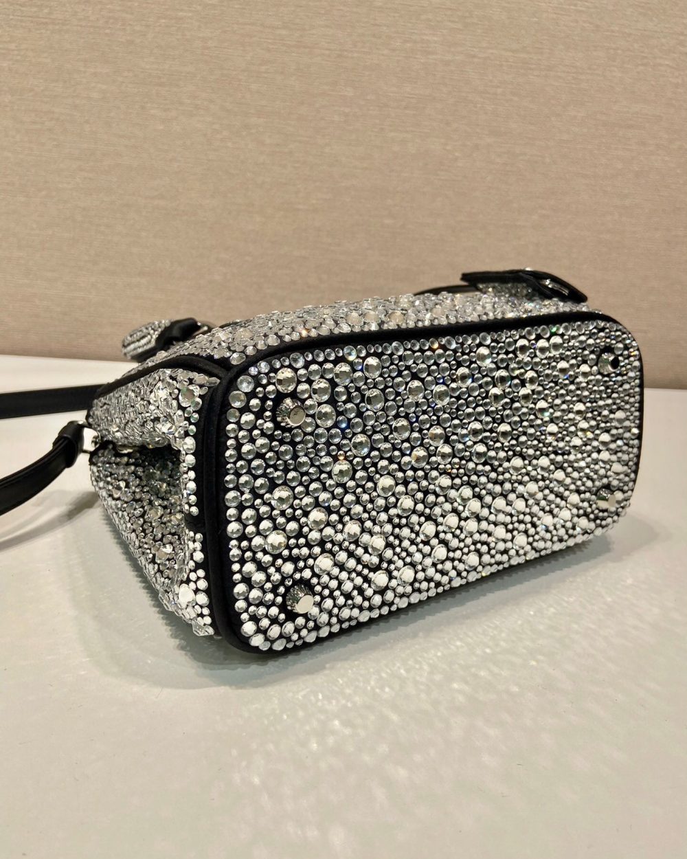 Galleria Satin Mini-Bag With Crystals In Black For Women 7.8 in/ 20 cm 1BA906_2AWL_F063R_V_EOY