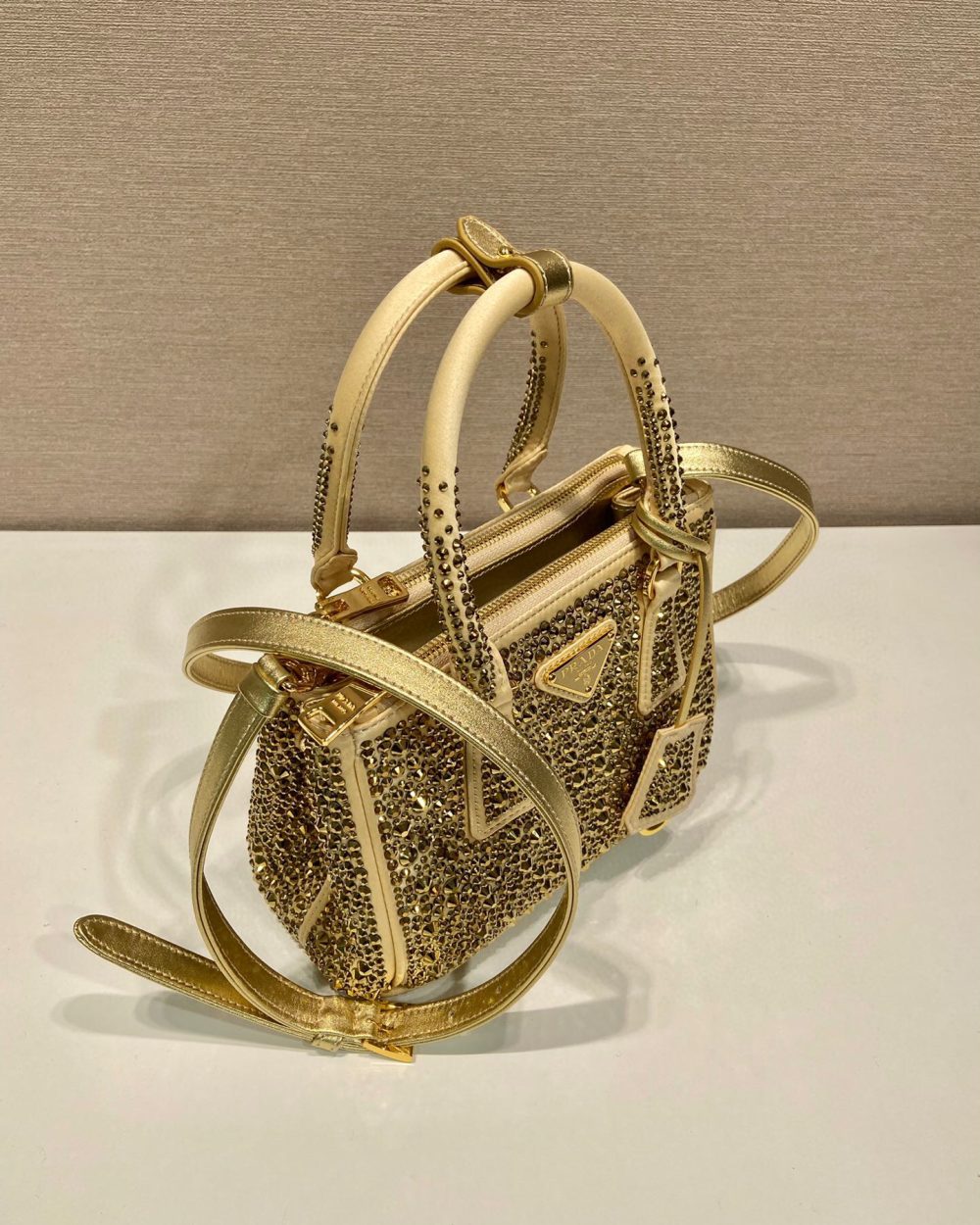 Galleria Satin Mini-Bag With Crystals In Black For Women 7.8 in/ 20 cm 1BA906_2AWL_F063R_V_EOY