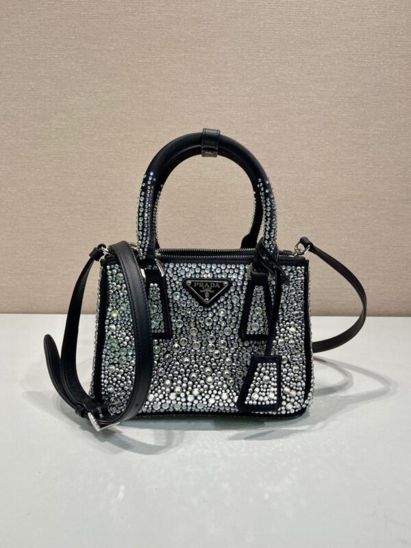 Galleria Satin Mini-Bag With Crystals In Black For Women 7.8 in/ 20 cm 1BA906_2AWL_F063R_V_EOY