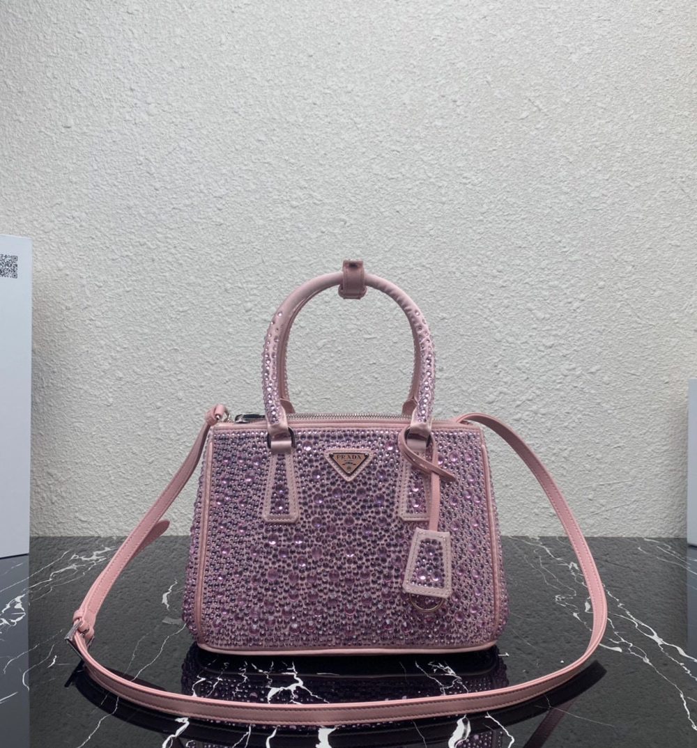Galleria Satin Mini-Bag With Crystals In Pink For Women 7.8in/ 20cm 1BA906_2AWL_F0E18_V_EOY