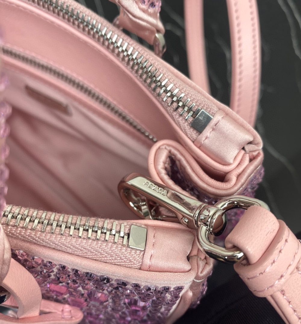 Galleria Satin Mini-Bag With Crystals In Pink For Women 7.8in/ 20cm 1BA906_2AWL_F0E18_V_EOY