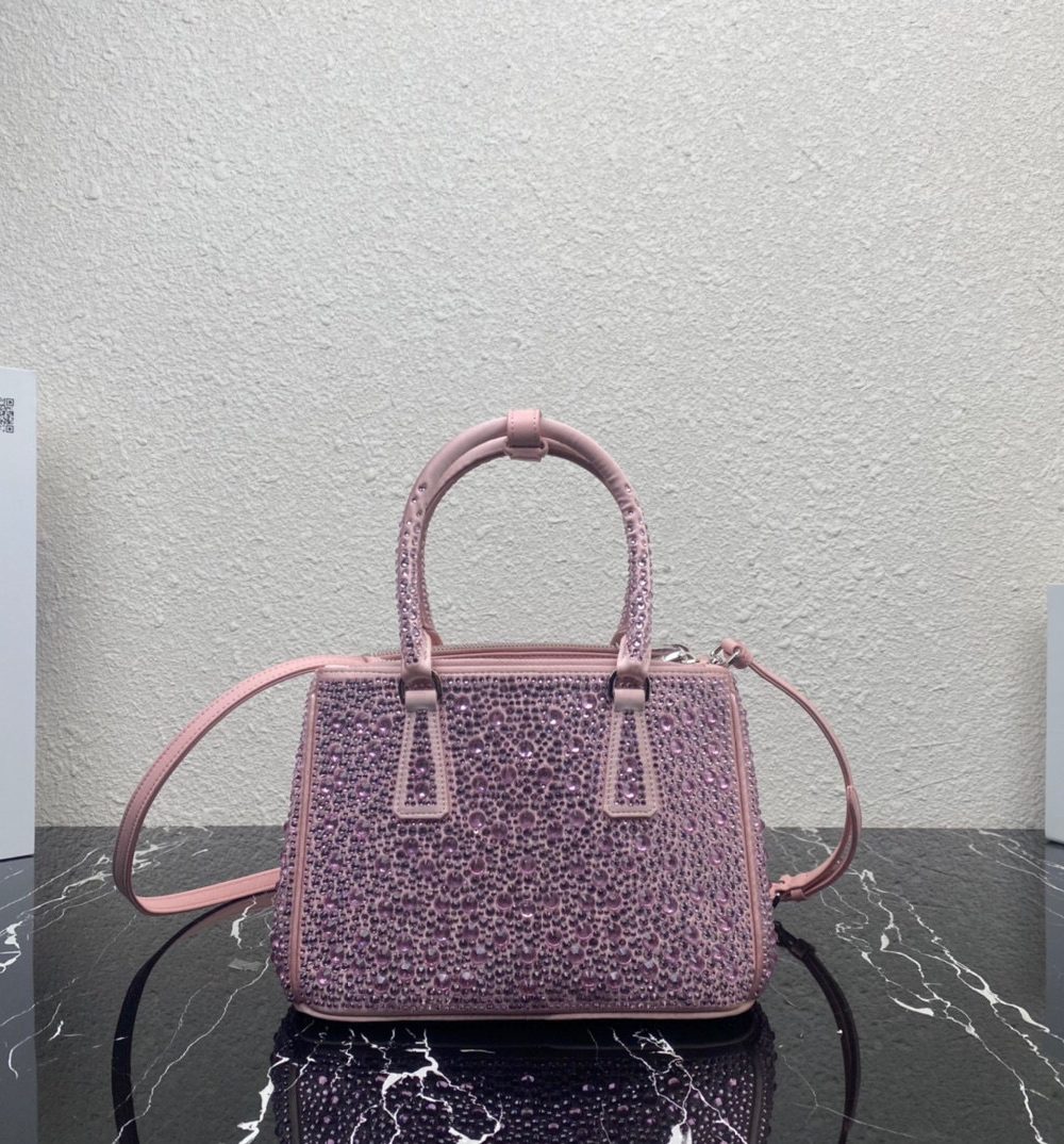 Galleria Satin Mini-Bag With Crystals In Pink For Women 7.8in/ 20cm 1BA906_2AWL_F0E18_V_EOY