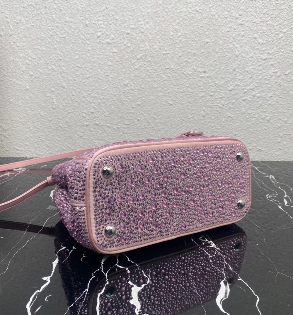 Galleria Satin Mini-Bag With Crystals In Pink For Women 7.8in/ 20cm 1BA906_2AWL_F0E18_V_EOY