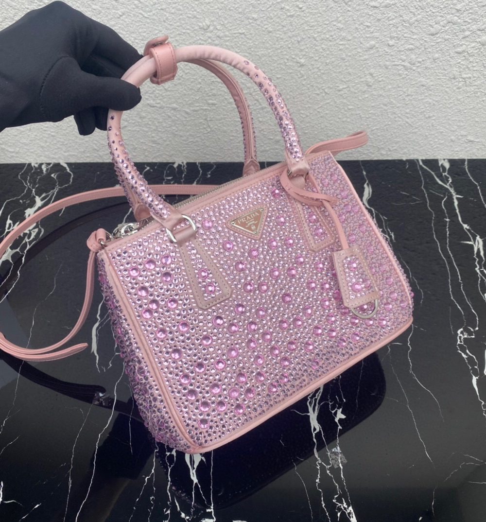Galleria Satin Mini-Bag With Crystals In Pink For Women 7.8in/ 20cm 1BA906_2AWL_F0E18_V_EOY