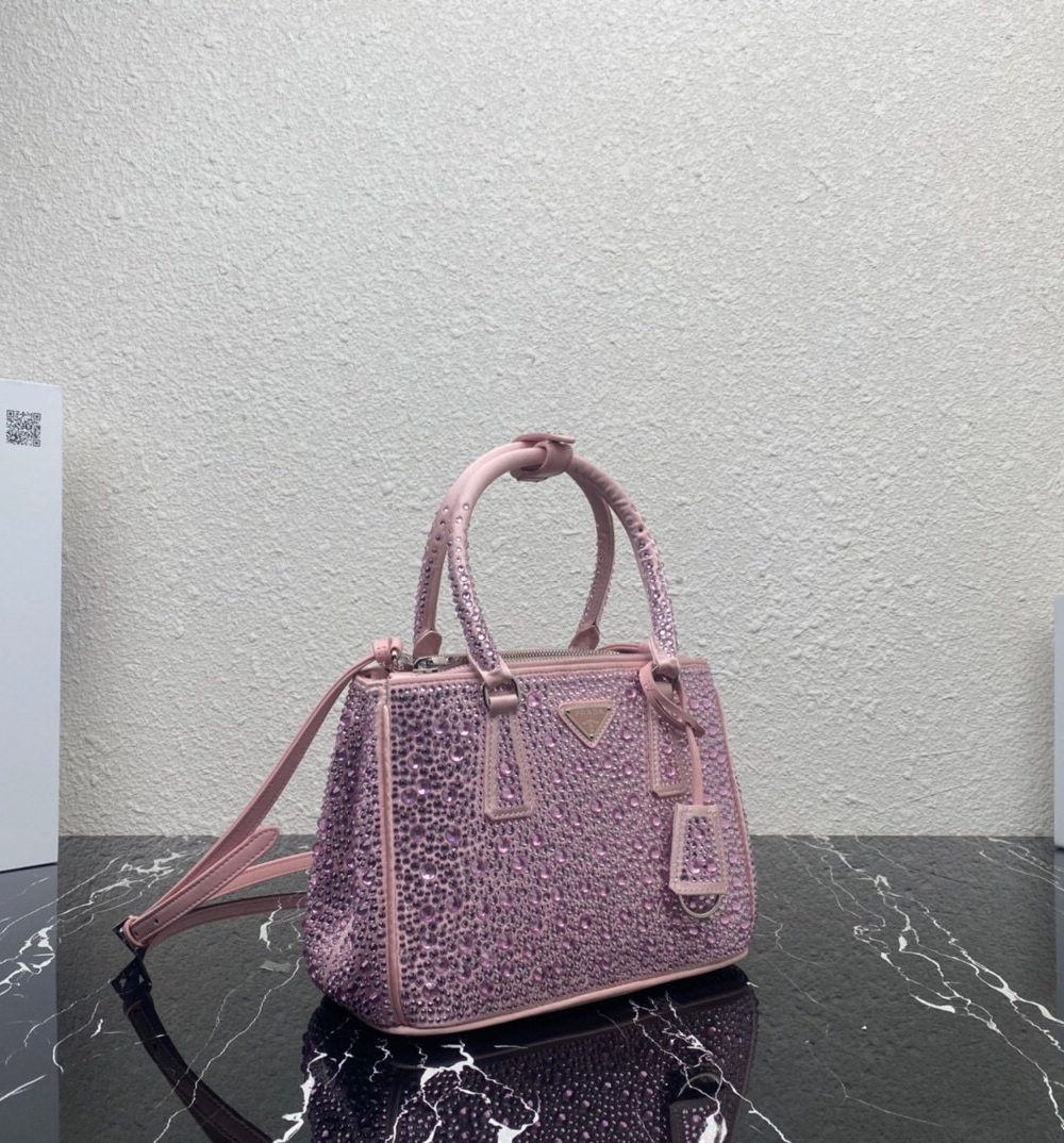 Galleria Satin Mini-Bag With Crystals In Pink For Women 7.8in/ 20cm 1BA906_2AWL_F0E18_V_EOY