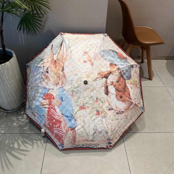 GG Folding Umbrella With Rabbit Pink