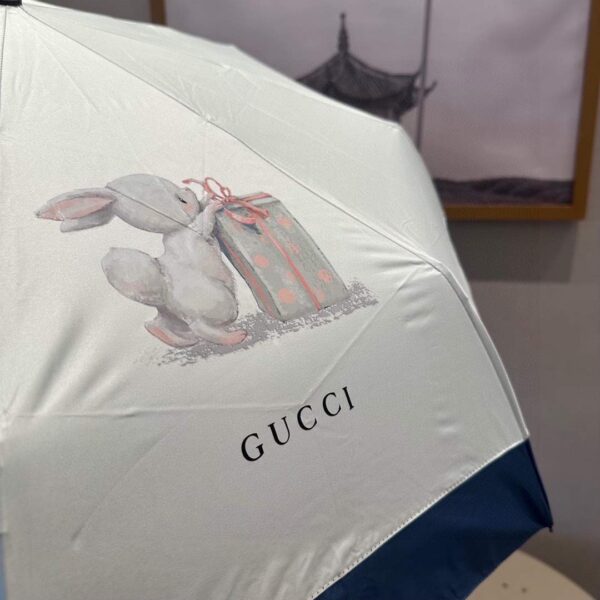 GG Folding Umbrella With Rabbit White