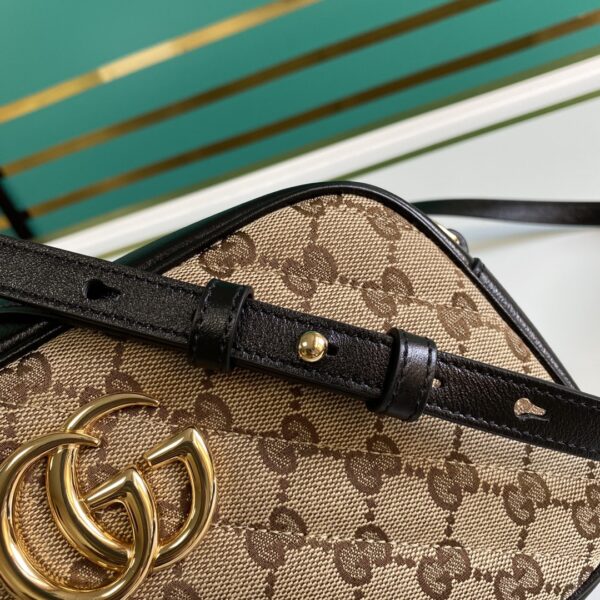 1:1 Replica GG Marmont Small Shouder Bag Beige/Ebony Diagonal Matelassé Original GG Canvas For Women 10in/24cm 447632 HVKEG 9772