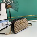 1:1 Replica GG Marmont Small Shouder Bag Beige/Ebony Diagonal Matelassé Original GG Canvas For Women 10in/24cm 447632 HVKEG 9772