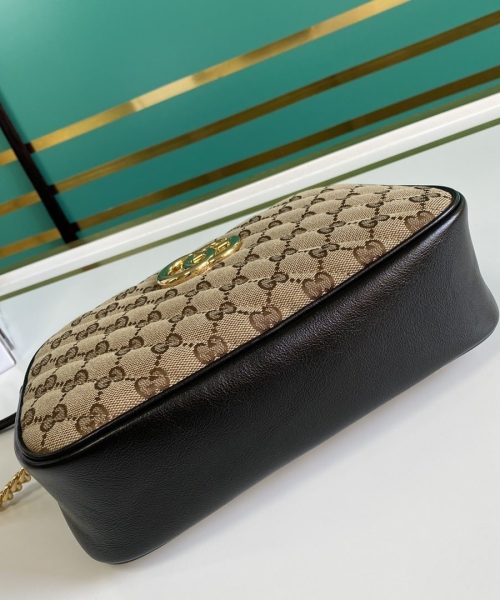 1:1 Replica GG Marmont Small Shouder Bag Beige/Ebony Diagonal Matelassé Original GG Canvas For Women 10in/24cm 447632 HVKEG 9772