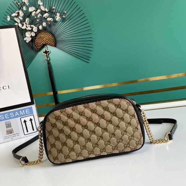 1:1 Replica GG Marmont Small Shouder Bag Beige/Ebony Diagonal Matelassé Original GG Canvas For Women 10in/24cm 447632 HVKEG 9772
