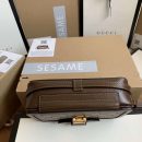 1:1 Replica GG Mini Bag With Clasp Closure Beige/Ebony GG Supreme Canvas For Women 7.1in/18cm GG 614368 92TCG 8563