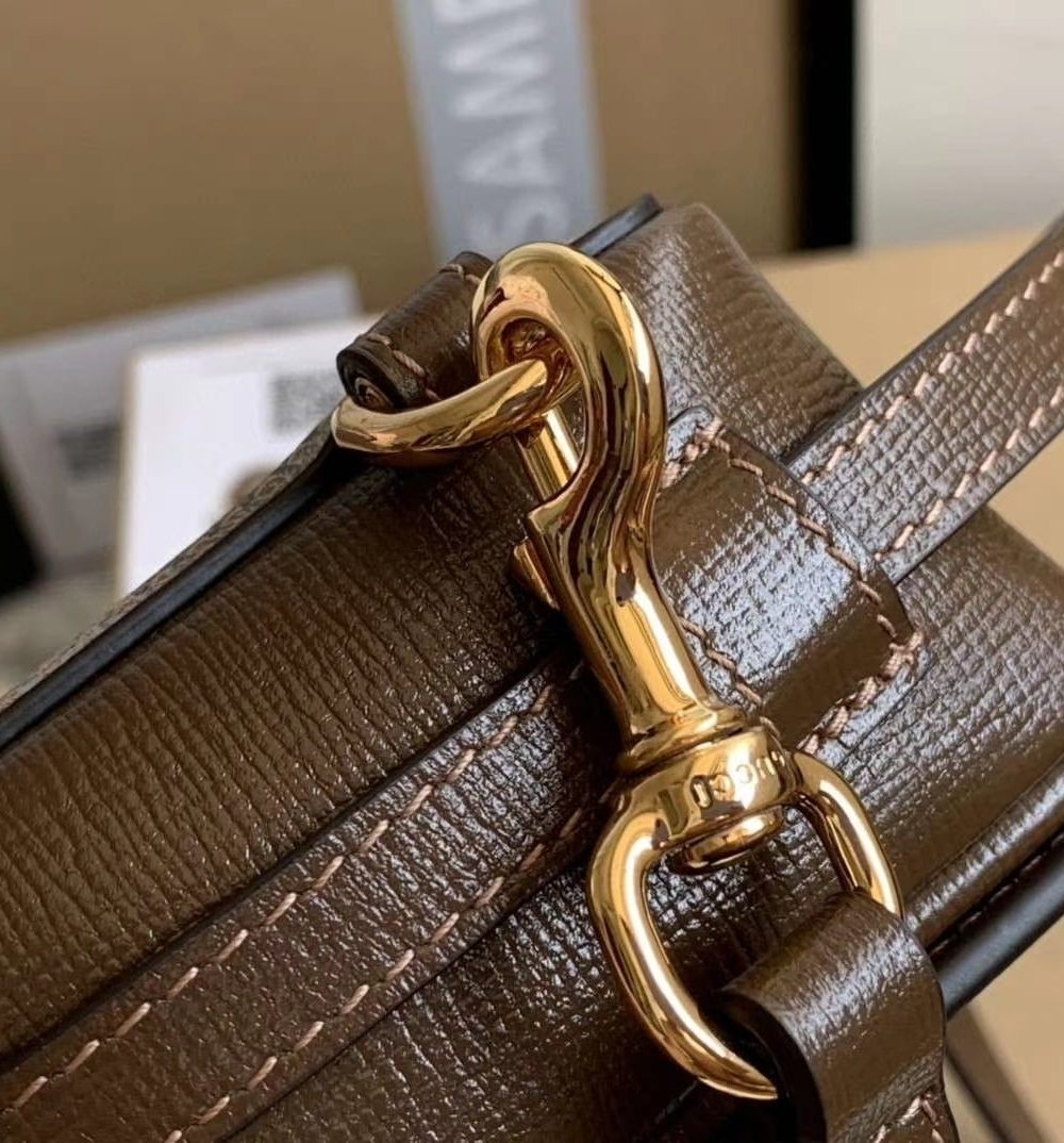 1:1 Replica GG Mini Bag With Clasp Closure Beige/Ebony GG Supreme Canvas For Women 7.1in/18cm GG 614368 92TCG 8563