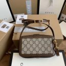 1:1 Replica GG Mini Bag With Clasp Closure Beige/Ebony GG Supreme Canvas For Women 7.1in/18cm GG 614368 92TCG 8563