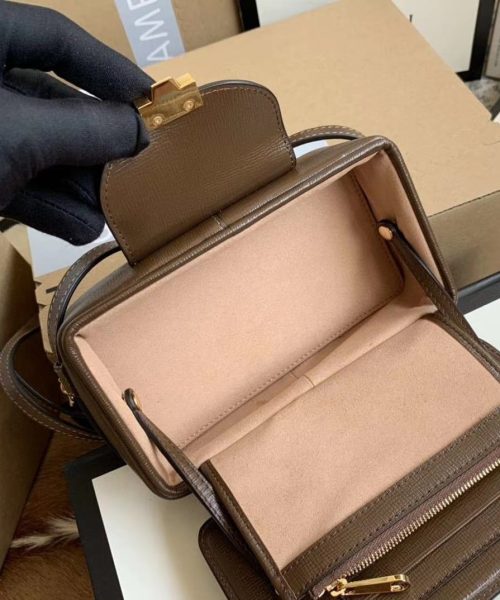 1:1 Replica GG Mini Bag With Clasp Closure Beige/Ebony GG Supreme Canvas For Women 7.1in/18cm GG 614368 92TCG 8563