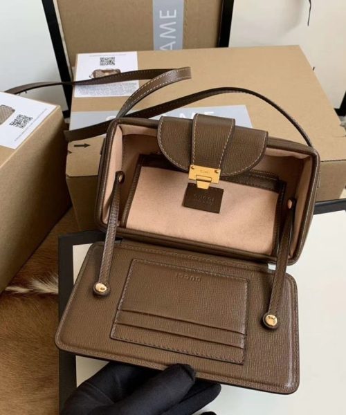 1:1 Replica GG Mini Bag With Clasp Closure Beige/Ebony GG Supreme Canvas For Women 7.1in/18cm GG 614368 92TCG 8563