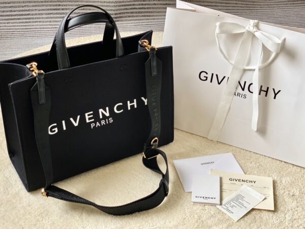 Givenchy Medium G Tote Shopper Bag Canvas Black For Women, Women's Handbags, Shoulder Bags 14.5in/37cm GVC