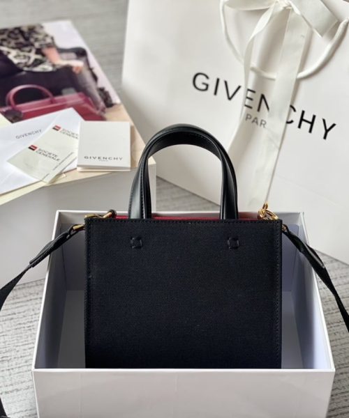 Givenchy Medium G Tote Shopper Bag Canvas Black/Red For Women, Women's Handbags, Shoulder Bags 7.5in/19cm GVC